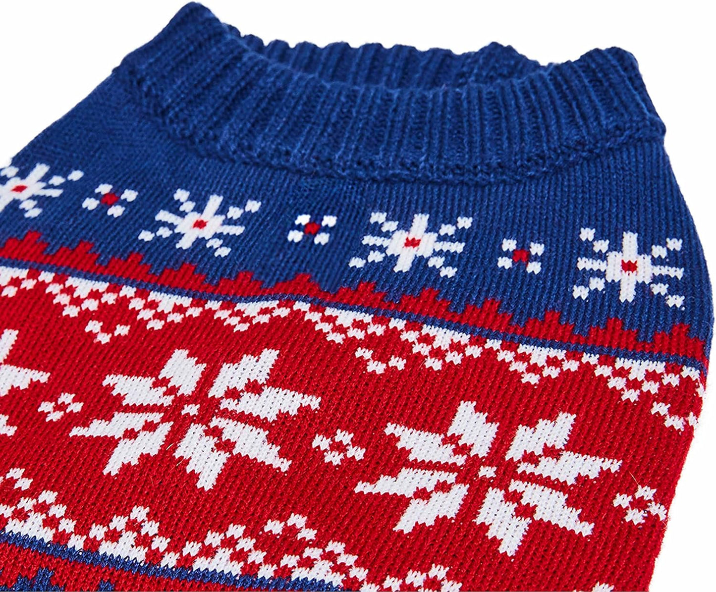 Christmas Snowflake Dog Sweater in Navy Blue, Back Length 14", Pack of 1 Clothes for Dogs
