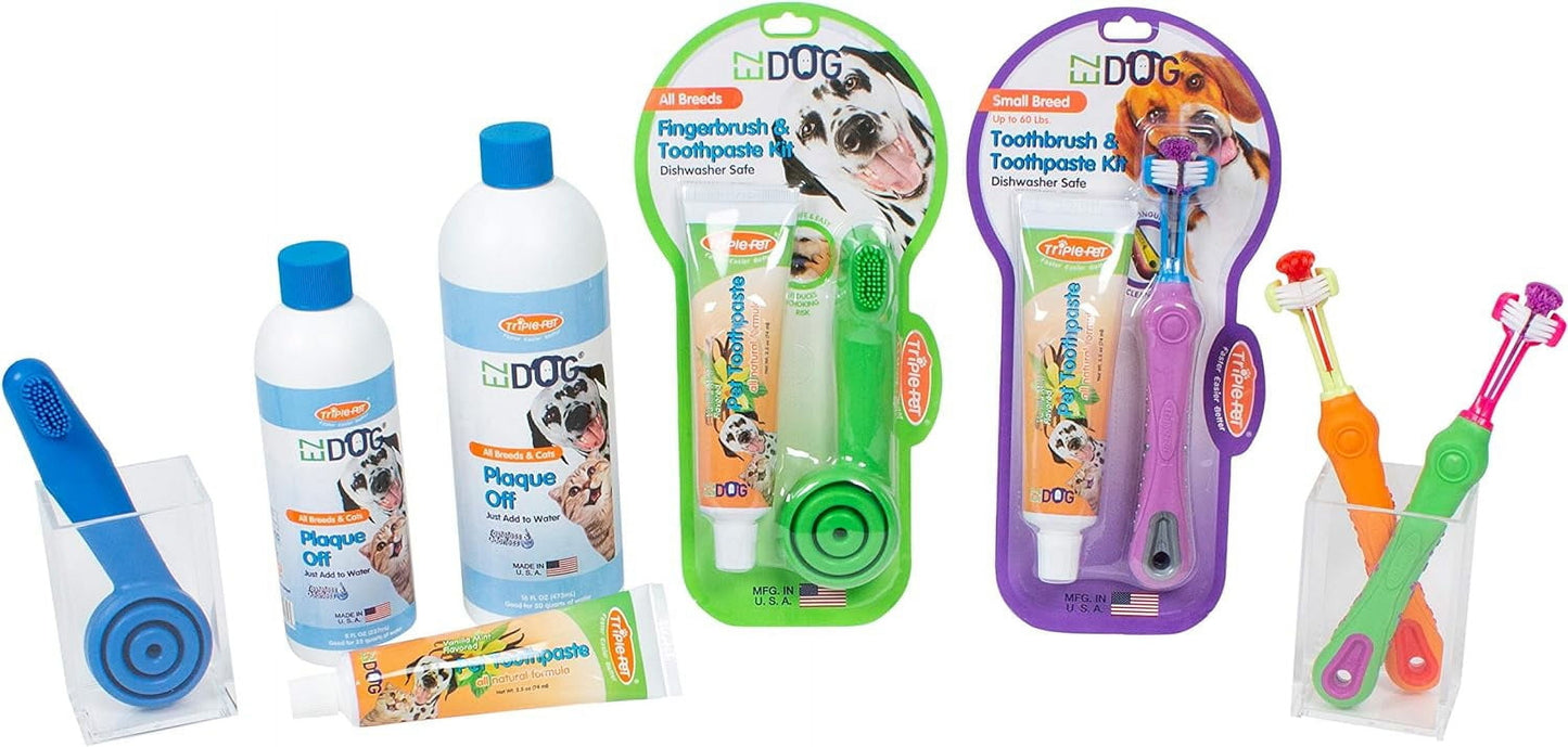 EZ Dog Three Sided Dog Toothbrush Dental Care, Large Breeds