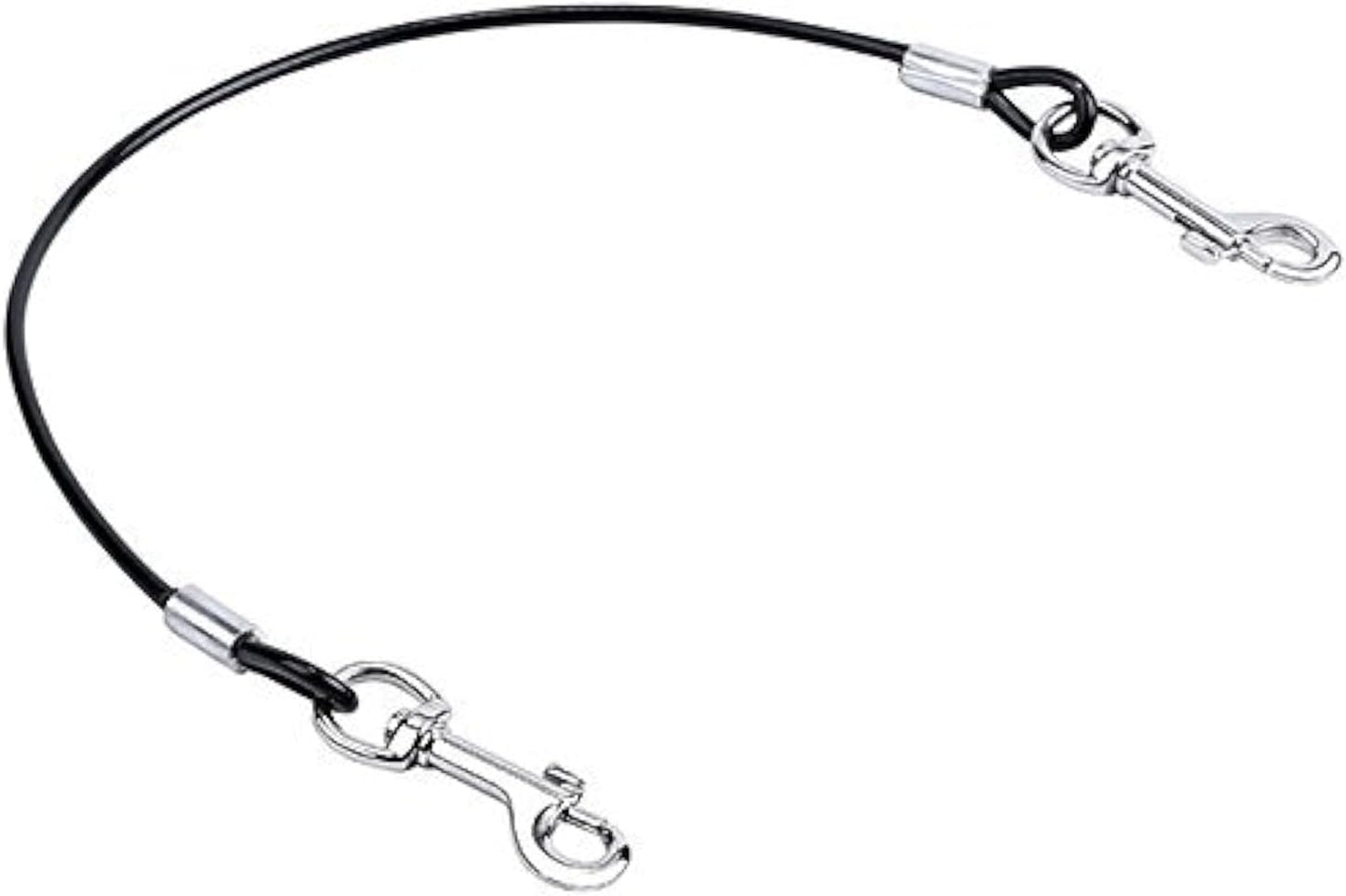 Pet Dog Car Seat Belt Restraint, Coated Stainless Steel Chew Proof Dog Vehicle Safety Tether Cable, Double Clip No-Chew Pet Car Leash Lead-16 Inch Black