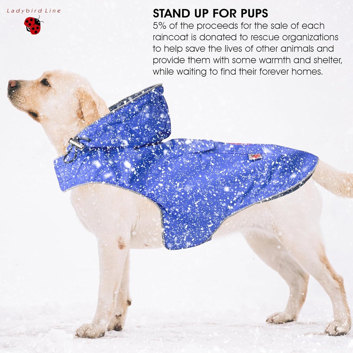 110-XS (Blue) Dog Raincoat, Adjustable Rain Jacket with Double Layer and Fleece Lining for Dogs & Puppies, Waterproof Dog Rain Coat, Poncho with Reflective Rim and Storage Pocket