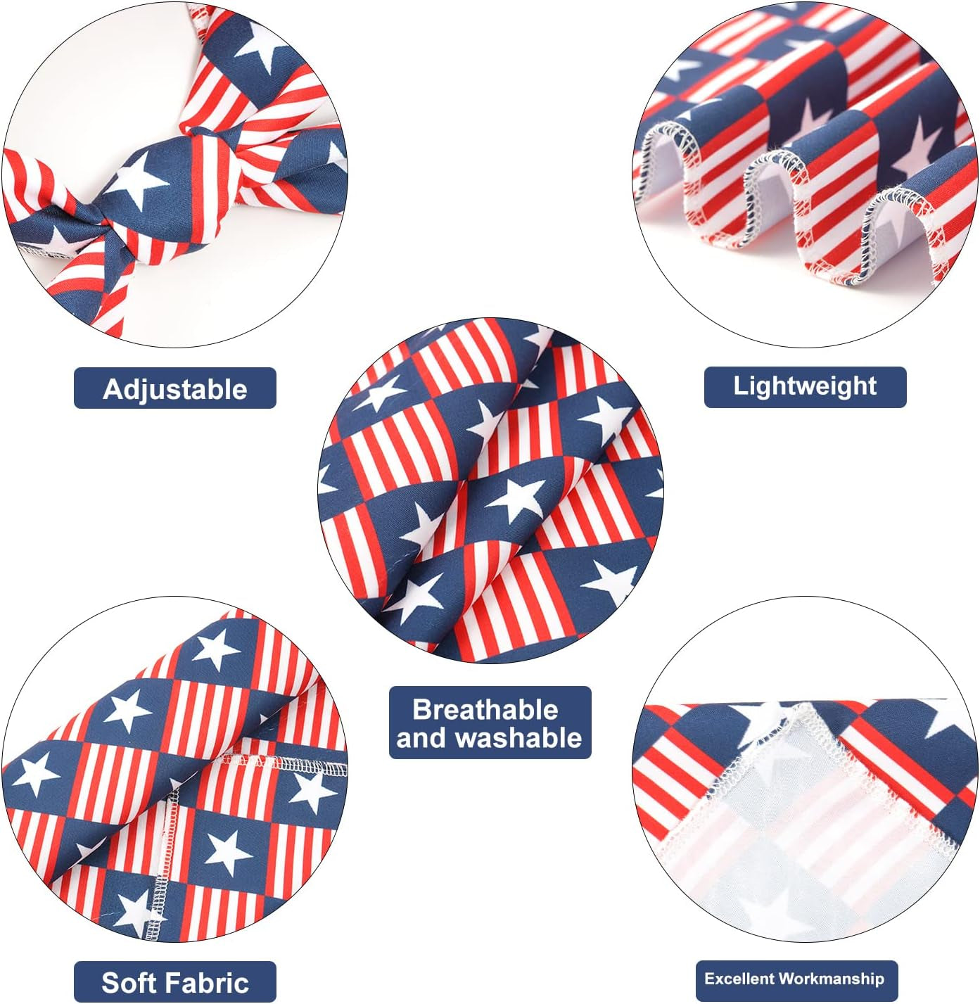 4Th of July Dog Bandanas & Matching Scrunchie Set American Flag Dog Scarf Washable Patriotic Pet Bandana Kerchief Bibs for Medium Large Dogs Owner Gifts