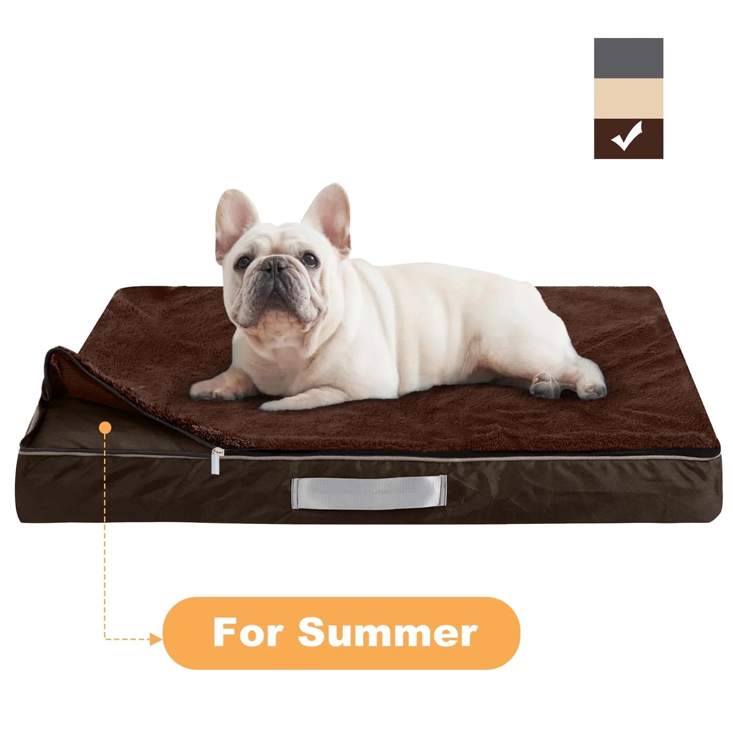 Dog Bed for Medium Dogs Thick Orthopedic Dog Beds with Removable Double Layer Waterproof Cover Washable Pet Bed Mat Egg-Crate Foam, M(30''X20''X4''), Brown
