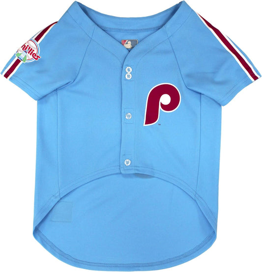 MLB Philadelphia Phillies Vintage Throwback Jersey for Dogs & Cats in Team Color. Comfortable Polycotton Material, Extra Large