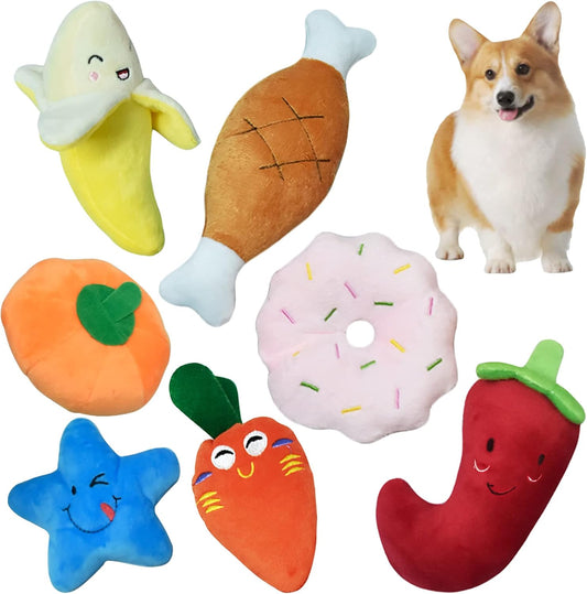 Squeaky Dog Toys, 7 Pack Puppy Toys, Cute Doy Chew Toy for Medium and Small Dogs, Soft Plush Pet Toys with Squeakers2