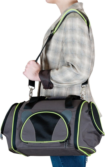 Classy Go Pet Carrier Brown/Lime Green Medium 21" X 10" X 10.5"