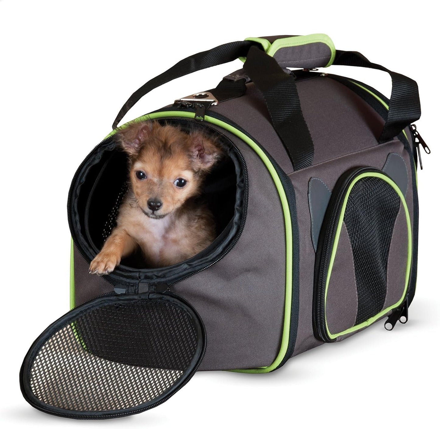 Classy Go Pet Carrier Brown/Lime Green Medium 21" X 10" X 10.5"