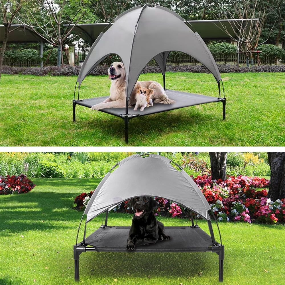 Elevated Dog Bed, Cooling Raised Mesh Pet Cot W/Removable Canopy Shade Tent, Portable Dog Cat Tent for Outdoor & Indoor Use,Carrying Bag (30”X24")