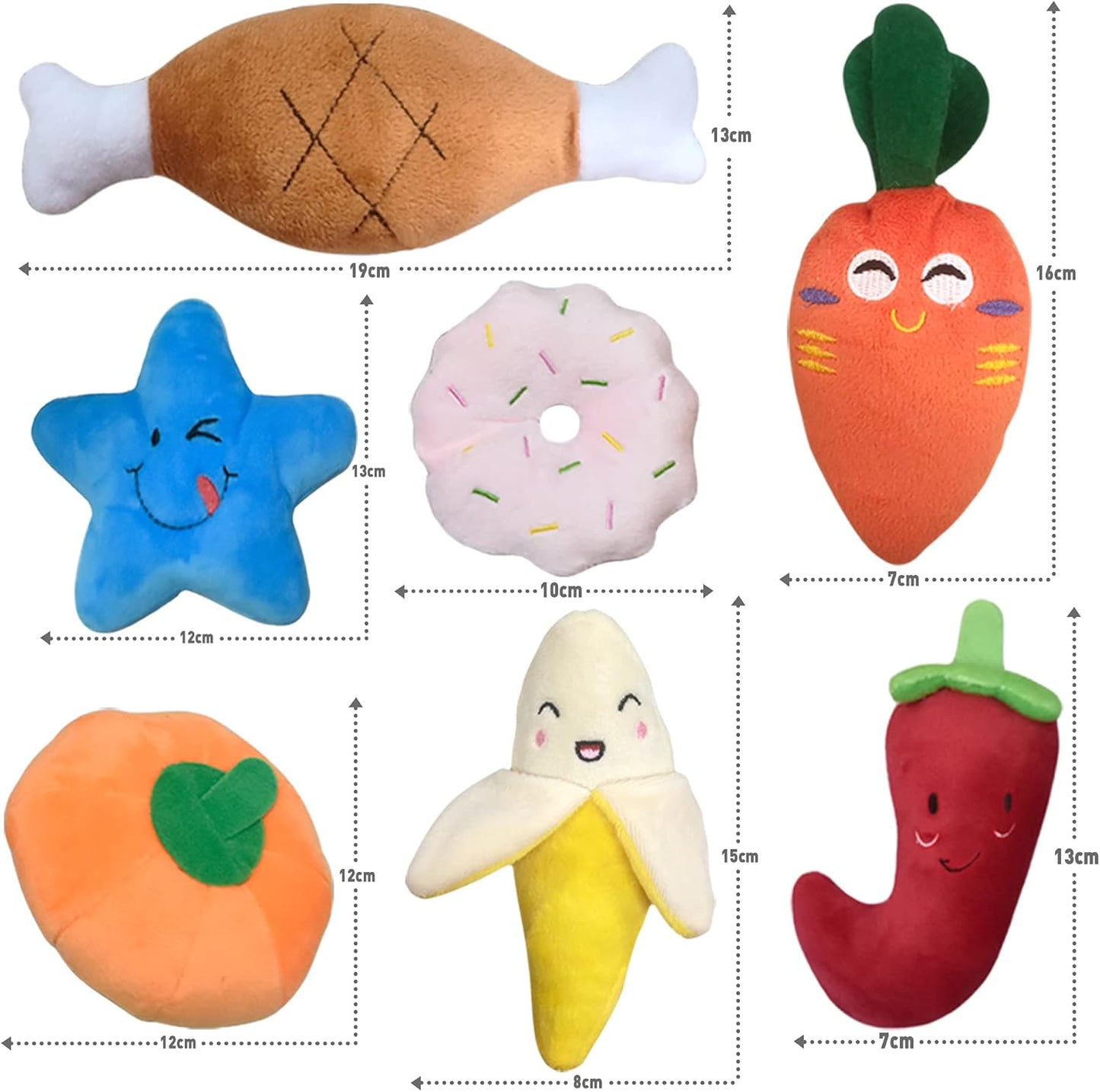 Squeaky Dog Toys, 7 Pack Puppy Toys, Cute Doy Chew Toy for Medium and Small Dogs, Soft Plush Pet Toys with Squeakers2