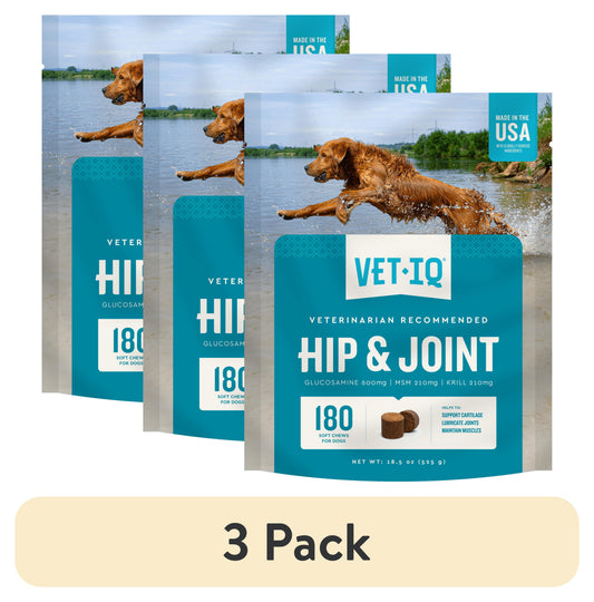 (3 Pack)  Hip & Joint Supplement for Dogs, Chicken Flavored Soft Chews, 22.2 Oz, 180 Count