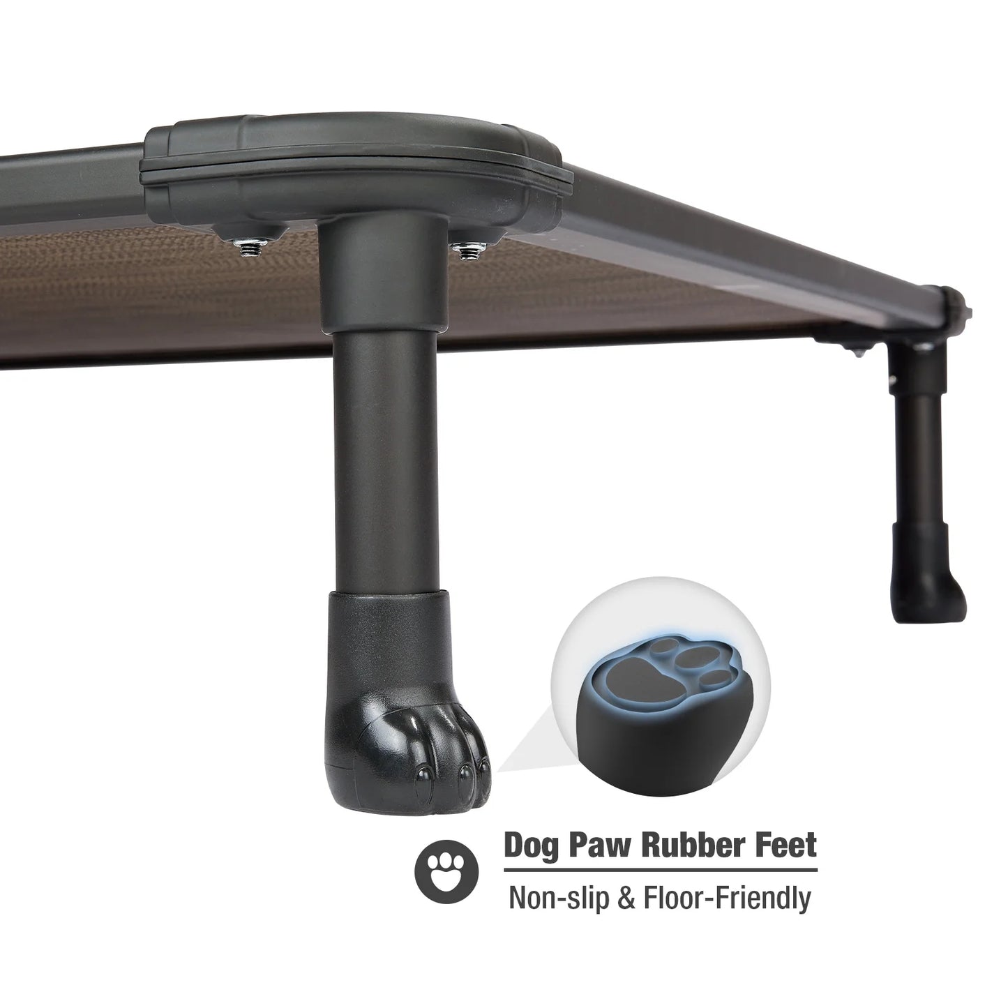 Chew Proof Dog Bed, Cooling Raised Pet Cot, Rustless Aluminum Frame, Brown, Large