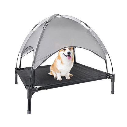 Elevated Dog Bed, Cooling Raised Mesh Pet Cot W/Removable Canopy Shade Tent, Portable Dog Cat Tent for Outdoor & Indoor Use,Carrying Bag (30”X24")