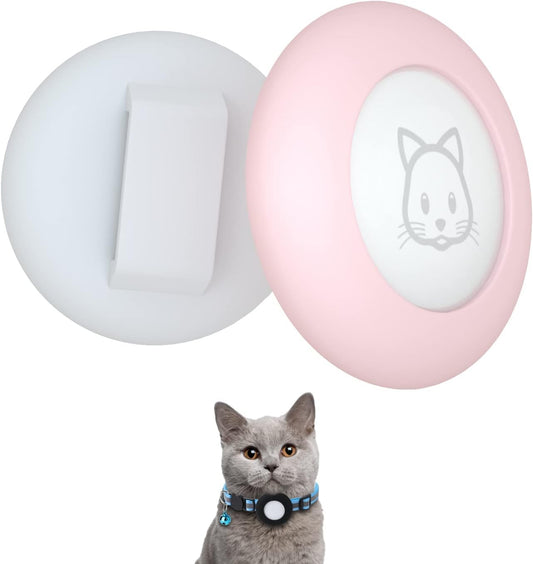 2022 Airtag Cat Collar Holder, Small Airtag Compatible Case, 2Pack Waterproof Cover for Pet Collar within 3/8 Inch (Pink&White)