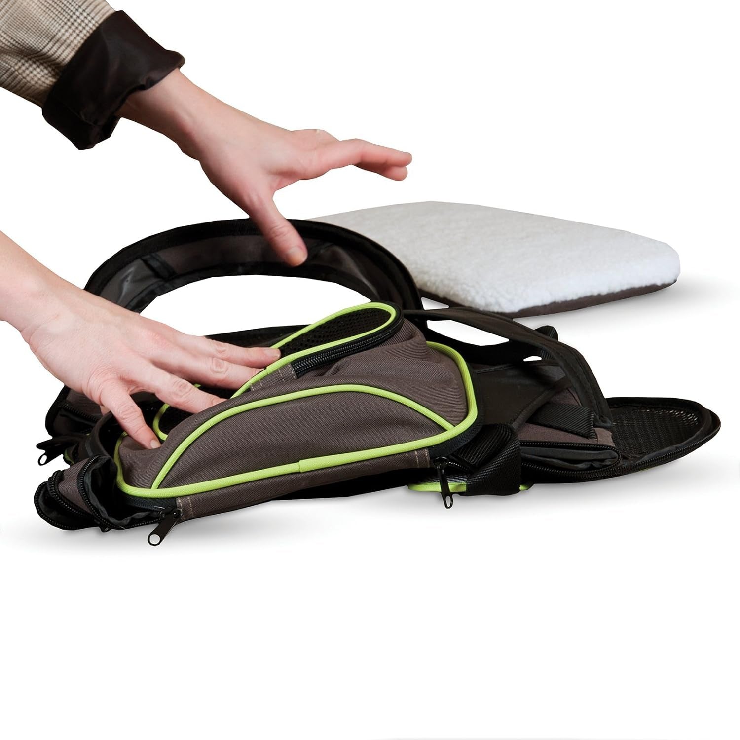 Classy Go Pet Carrier Brown/Lime Green Medium 21" X 10" X 10.5"