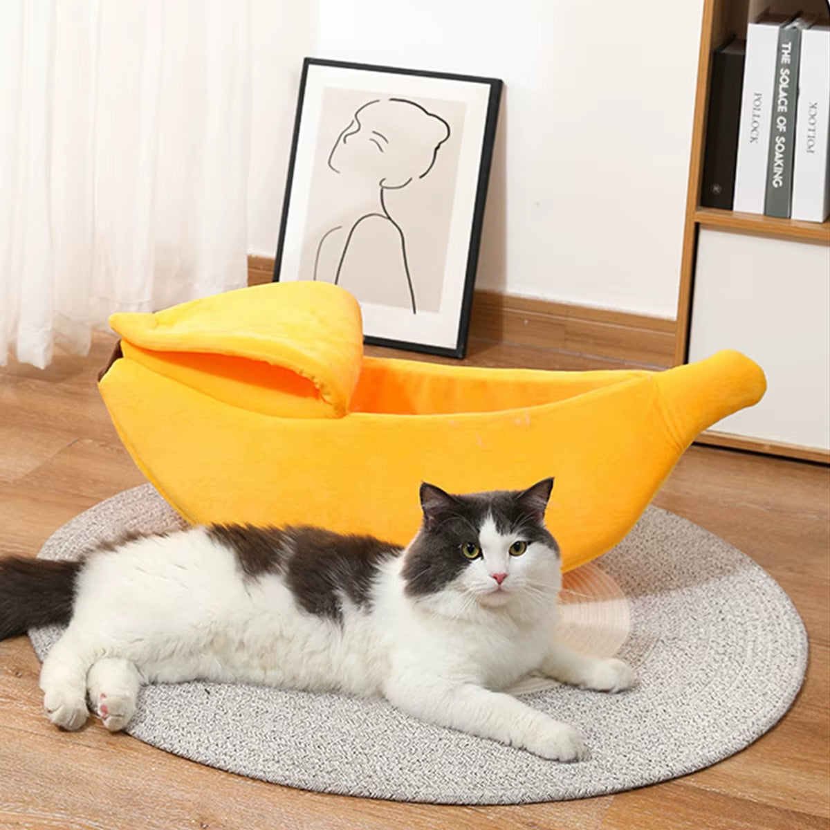 B Low-Price Clearance Pet Banana Bed for Dog Bed Creative Soft Small Bed Cat Nest Cozy for Dog Sofa Cute Pet Bedding Warm