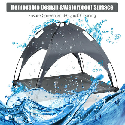 36'' Portable Elevated Dog Cot Outdoor Cooling Pet Bed W/ Removable Canopy Shade