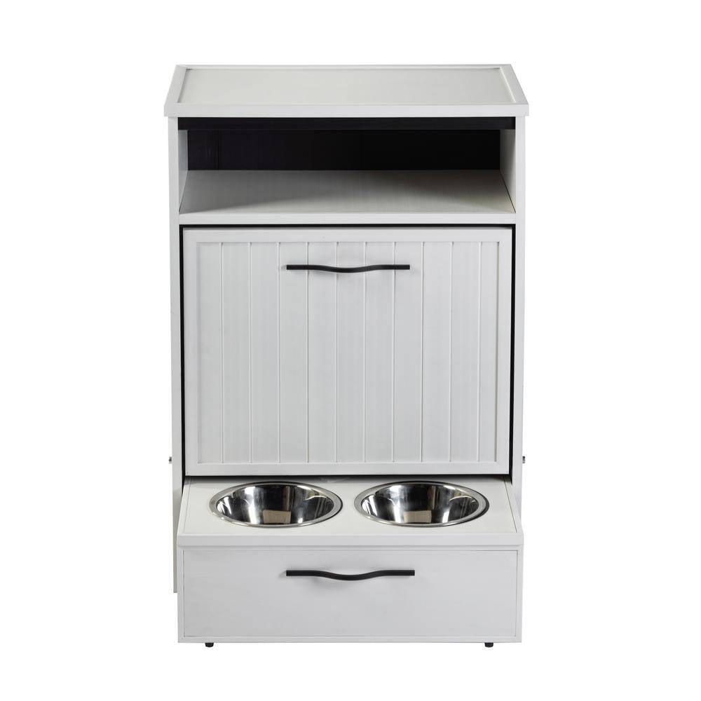 Ecoflex Dog Food Pantry/Double Dog Bowl in Antique White