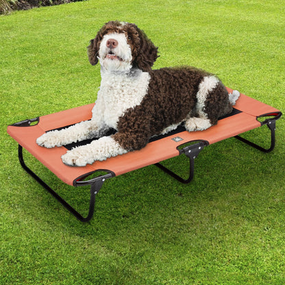 Best Friends Folding Dog Cot Mesh Center for Ventilation with Foldable Legs for Easy Travel - for Pet up to 50 Lbs - Orange & Gray, Dimensions