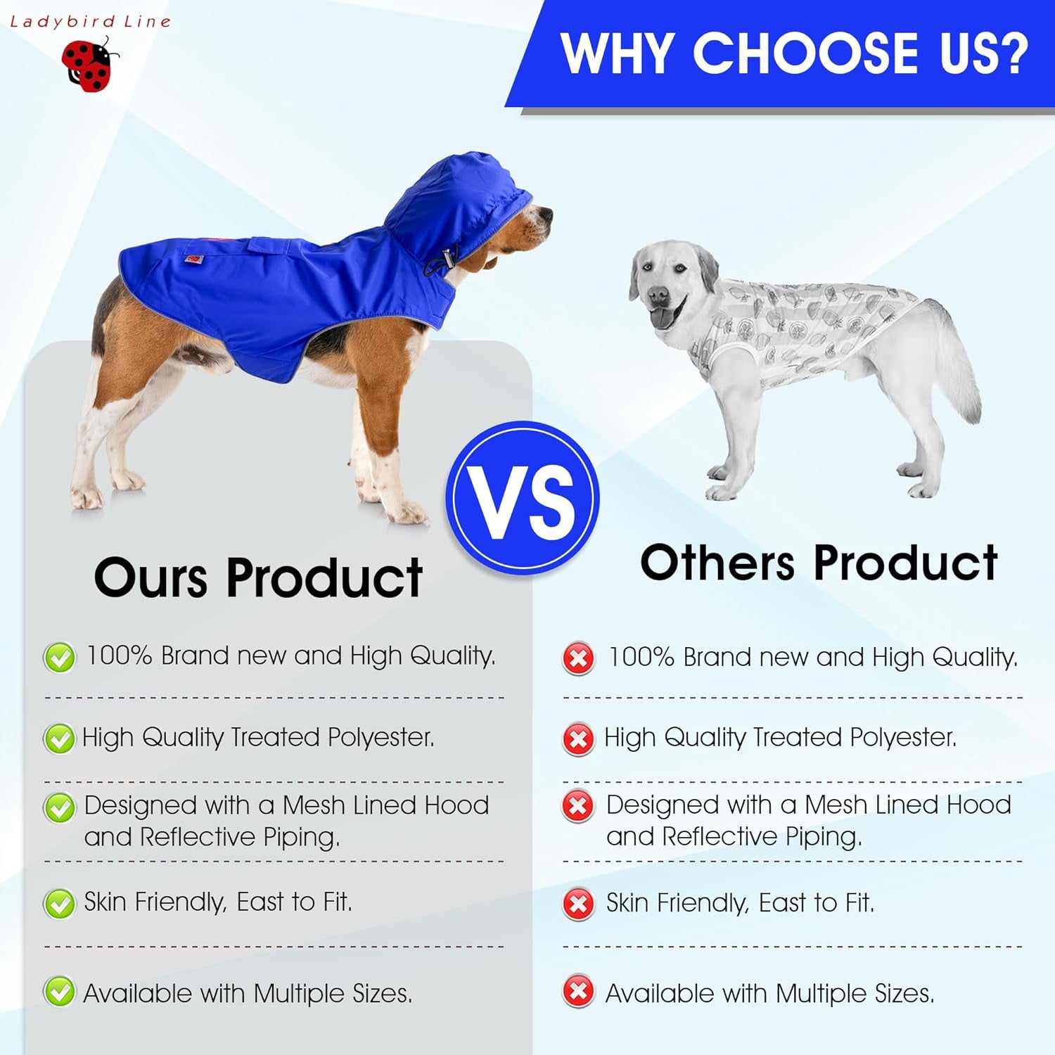 110-XS (Blue) Dog Raincoat, Adjustable Rain Jacket with Double Layer and Fleece Lining for Dogs & Puppies, Waterproof Dog Rain Coat, Poncho with Reflective Rim and Storage Pocket