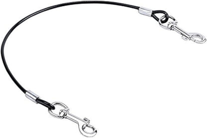 Pet Dog Car Seat Belt Restraint, Coated Stainless Steel Chew Proof Dog Vehicle Safety Tether Cable, Double Clip No-Chew Pet Car Leash Lead-16 Inch Black