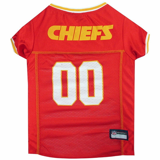 Polyester Mesh Striped Kansas City Chiefs NCAA Dog & Cat Jersey, Red, XXXL