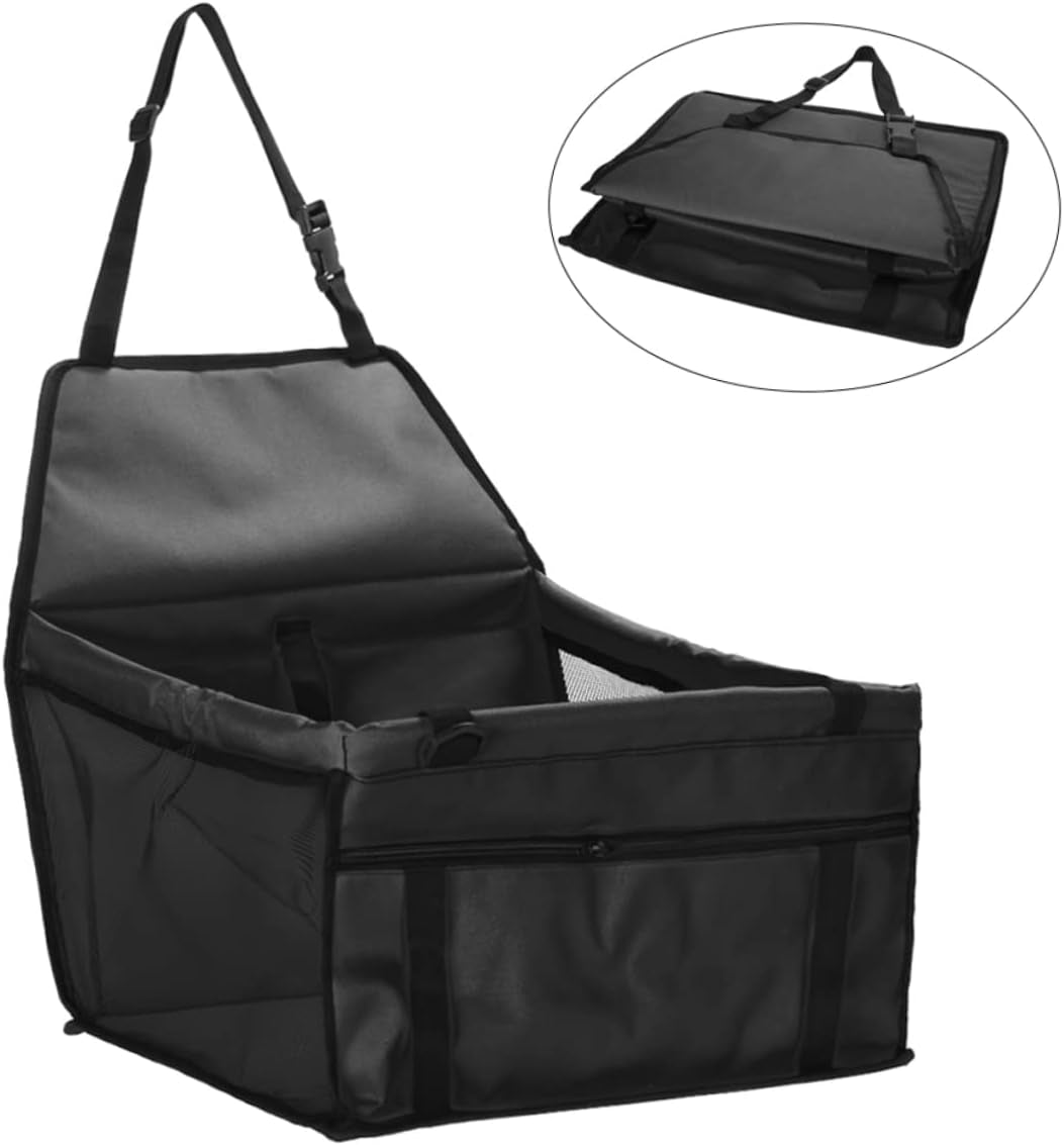 Portable Dog Carrier Travel Bag for Small Dogs with Adjustable Belt and Safety Mesh Design - Black