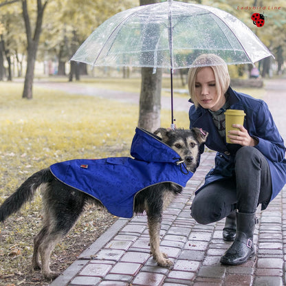 110-XS (Blue) Dog Raincoat, Adjustable Rain Jacket with Double Layer and Fleece Lining for Dogs & Puppies, Waterproof Dog Rain Coat, Poncho with Reflective Rim and Storage Pocket