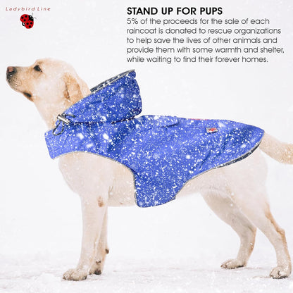 110-XS (Blue) Dog Raincoat, Adjustable Rain Jacket with Double Layer and Fleece Lining for Dogs & Puppies, Waterproof Dog Rain Coat, Poncho with Reflective Rim and Storage Pocket