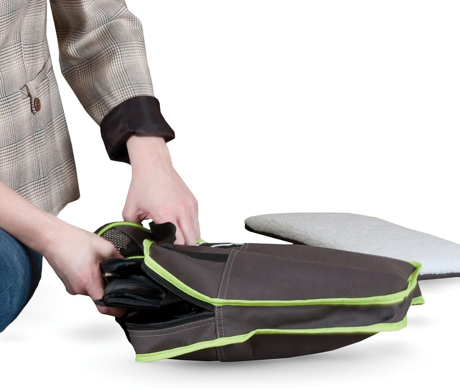 Classy Go Pet Carrier Brown/Lime Green Medium 21" X 10" X 10.5"