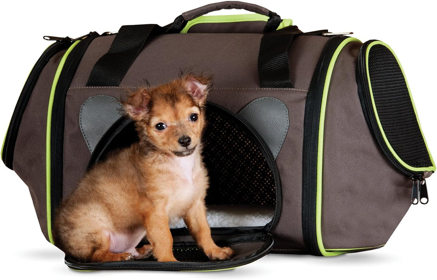 Classy Go Pet Carrier Brown/Lime Green Medium 21" X 10" X 10.5"