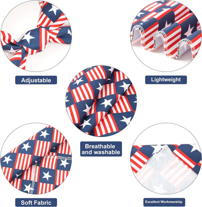 4Th of July Dog Bandanas & Matching Scrunchie Set American Flag Dog Scarf Washable Patriotic Pet Bandana Kerchief Bibs for Medium Large Dogs Owner Gifts