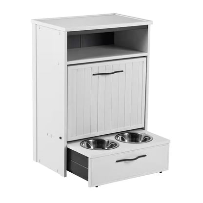 Ecoflex Dog Food Pantry/Double Dog Bowl in Antique White