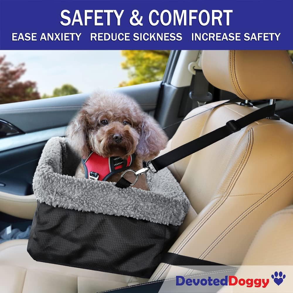 Deluxe Dog Car Seat Fits Pets up to 15Lbs, Dog Booster Seat, Padded Cushioning, Adjustable Straps, Metal Frame Encasing, Installs in Seconds, Collapsible Canvas and Easy to Clean