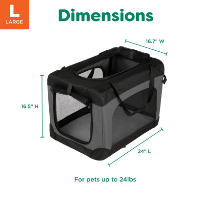 ® Pet Products Collapsible Pet Crate, Black, Large, 24 Lb Limit