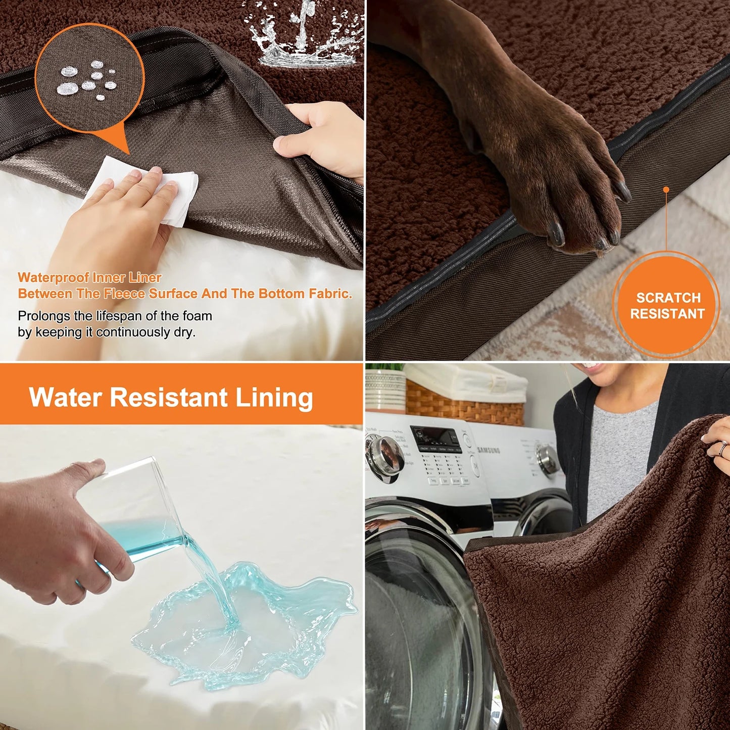 Dog Bed for Medium Dogs Thick Orthopedic Dog Beds with Removable Double Layer Waterproof Cover Washable Pet Bed Mat Egg-Crate Foam, M(30''X20''X4''), Brown
