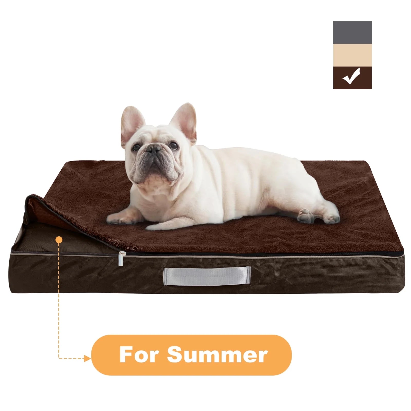 Dog Bed for Medium Dogs Thick Orthopedic Dog Beds with Removable Double Layer Waterproof Cover Washable Pet Bed Mat Egg-Crate Foam, M(30''X20''X4''), Brown