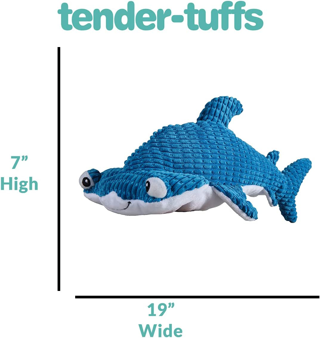Snuggle Puppy Tender-Tuffs - Large Marine Stuffed Hammerhead Shark Plush Toy for Big Dogs - Puncture Resistant Squeaker