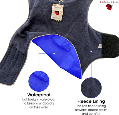 110-XS (Blue) Dog Raincoat, Adjustable Rain Jacket with Double Layer and Fleece Lining for Dogs & Puppies, Waterproof Dog Rain Coat, Poncho with Reflective Rim and Storage Pocket