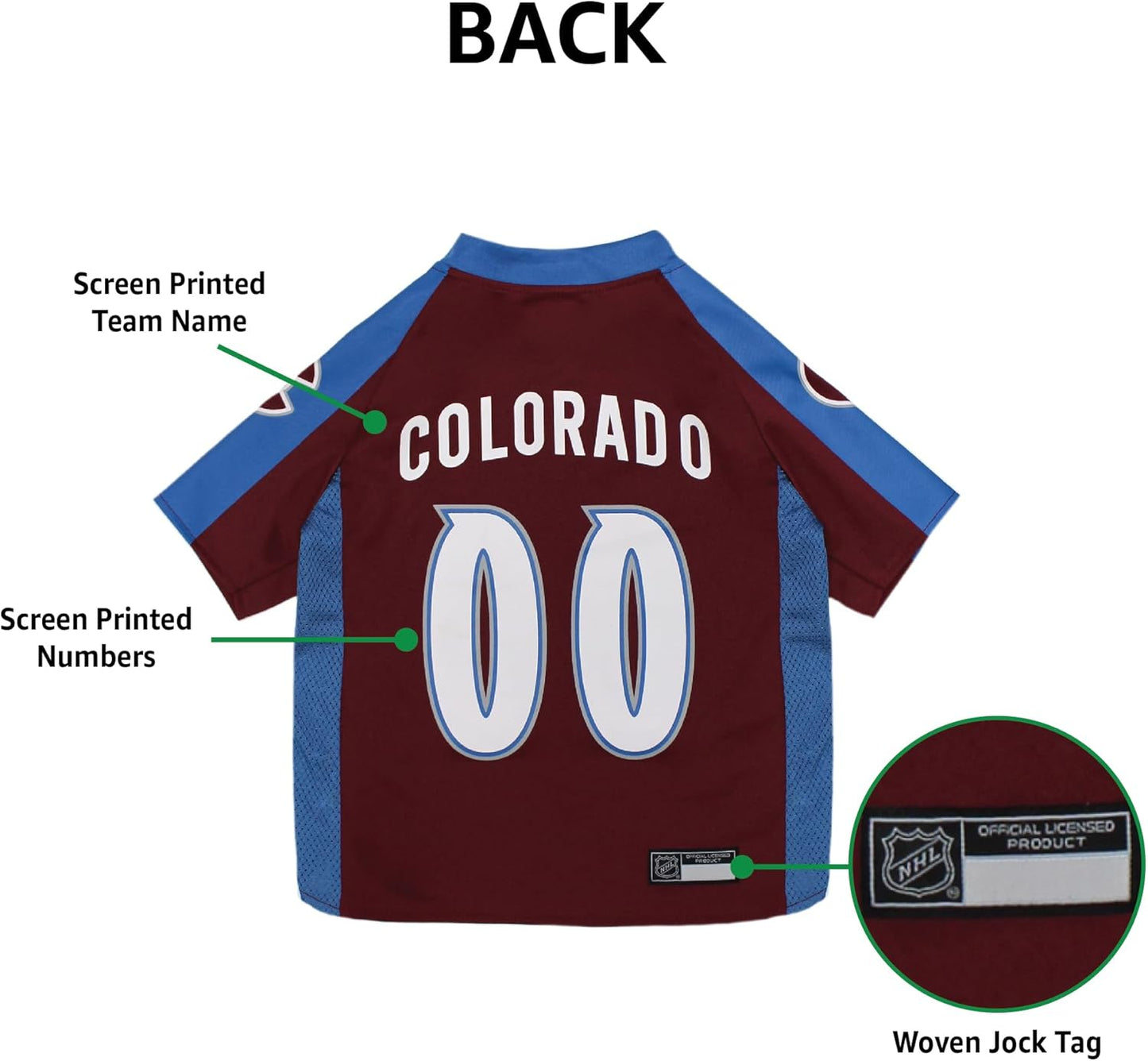 NHL Colorado Avalanche Jersey for Dogs & Cats, Small. - Let Your Pet Be a Real NHL Fan!