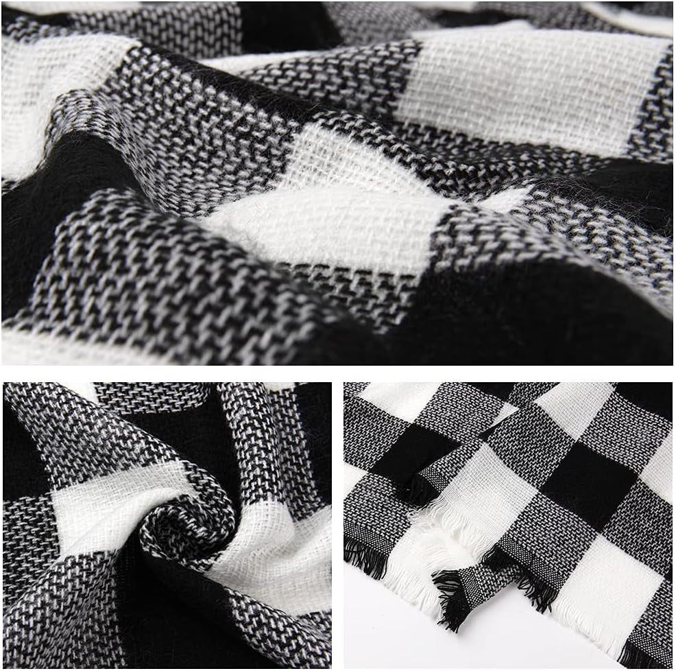Dog Bandanas Matching Owner Buffalo Scarf Plaid Dog Bandana Bibs with Tartan Scarves Shawl for Medium Large Dogs Boy Mom Outfit Black White Xmas Scarf Women