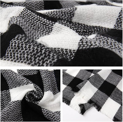 Dog Bandanas Matching Owner Buffalo Scarf Plaid Dog Bandana Bibs with Tartan Scarves Shawl for Medium Large Dogs Boy Mom Outfit Black White Xmas Scarf Women