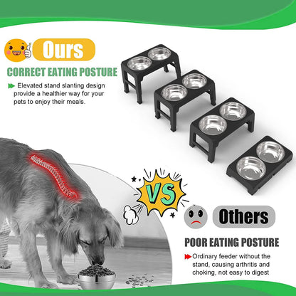 Elevated Dog Bowls Adjustable Raised Dog Bowl Stand Dog Feeding Station Adjusts to 4 Heights for Small Medium Large Dogs and Pets
