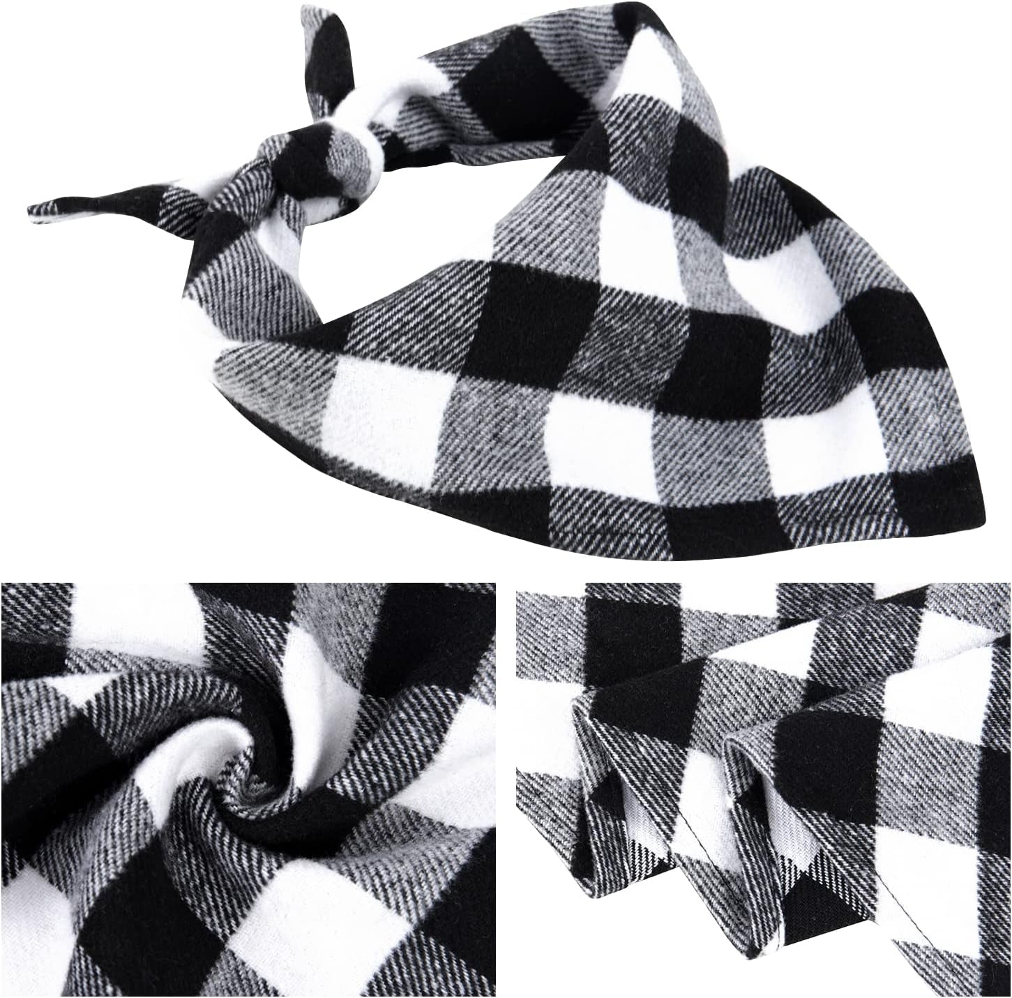 Dog Bandanas Matching Owner Buffalo Scarf Plaid Dog Bandana Bibs with Tartan Scarves Shawl for Medium Large Dogs Boy Mom Outfit Black White Xmas Scarf Women