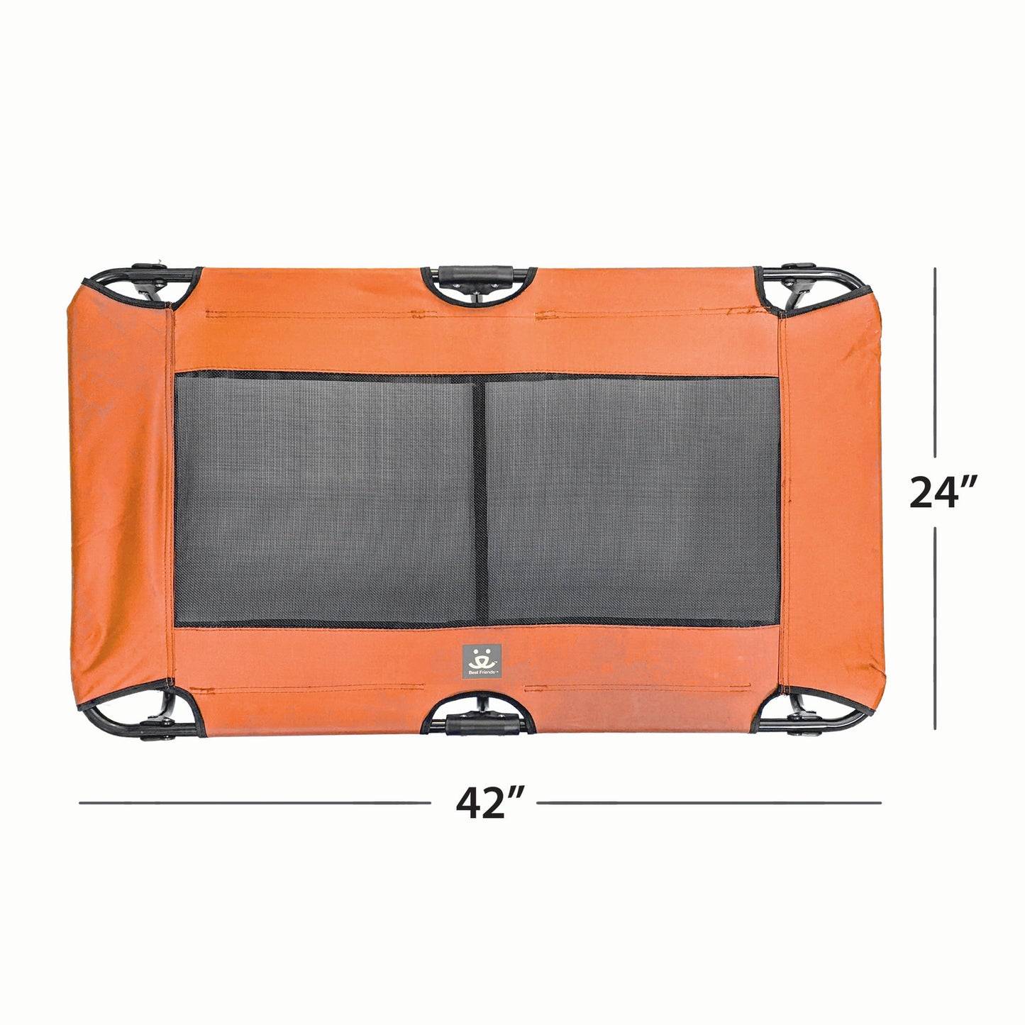 Best Friends Folding Dog Cot Mesh Center for Ventilation with Foldable Legs for Easy Travel - for Pet up to 50 Lbs - Orange & Gray, Dimensions