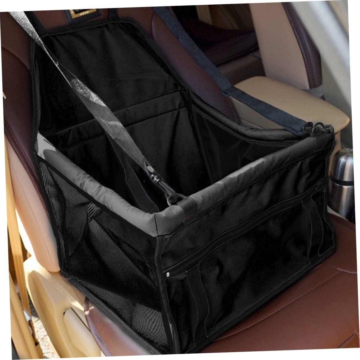 Portable Dog Carrier Travel Bag for Small Dogs with Adjustable Belt and Safety Mesh Design - Black